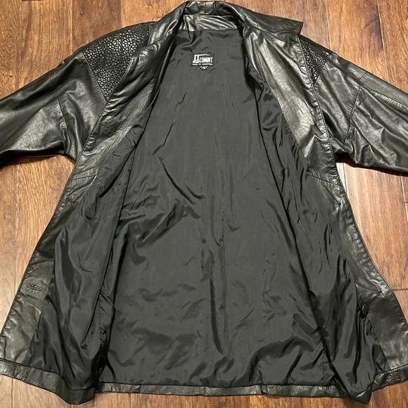 Vintage COMINT Lined Genuine Leather Trench Coat Jacket - Picture 3 of 11